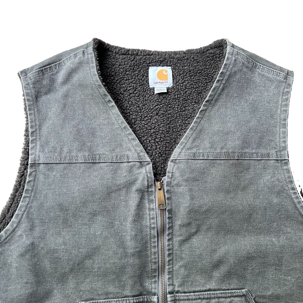 Carhartt V26 GVL Sandstone Duck Sherpa Lined Work Vest Men's XL Regular - Picture 4 of 13